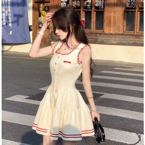 バイカラーラインフリルワンピ